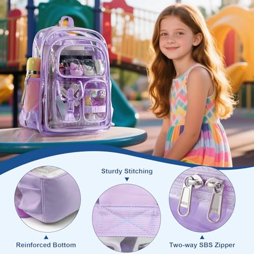 Heavy Duty Clear Backpack with Pencil Case - Transparent PVC Bookbag