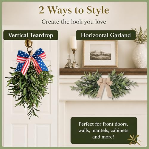 DIY Olive Swag Kit with 24 Faux Stems and 2 Interchangeable Bows