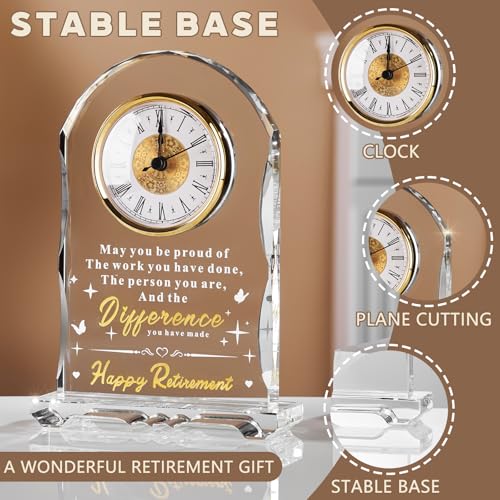 Crystal Retirement Clock - Elegant Keepsake Gift for Coworker or Boss