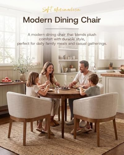 Mid-Century Modern Upholstered Barrel Dining Chairs, Set of 6