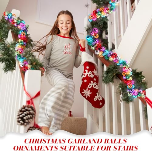 Yuxung 2-Pack Colorful or Classic Christmas Ball Garland 6ft with LED Lights