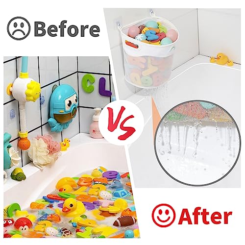 Austion Wall-Mounted Mesh Bath Toy Organizer - Large Capacity Tub Holder