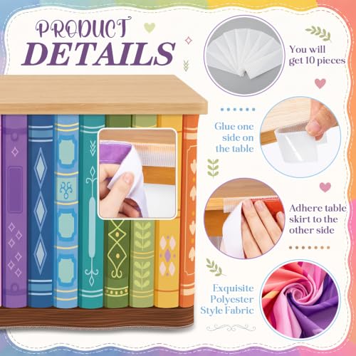 6ft Bookshelf Print Table Skirt for Classroom Teacher Desk Decor