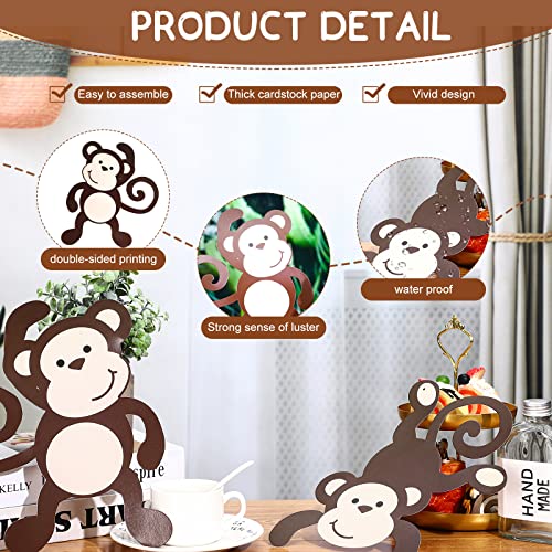 24 Pcs Monkey Hanging Cutouts for Jungle Safari Themed Birthday Parties