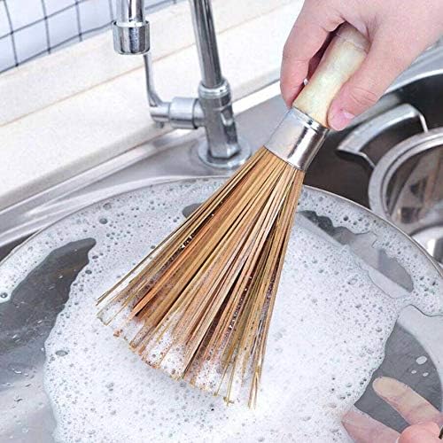 2 Pack Cleaning Whisk Traditional Natural Bamboo Wok Brushes Dishwashing Kitchen Tools Traditional Natural Bamboo Cleaning Brushes