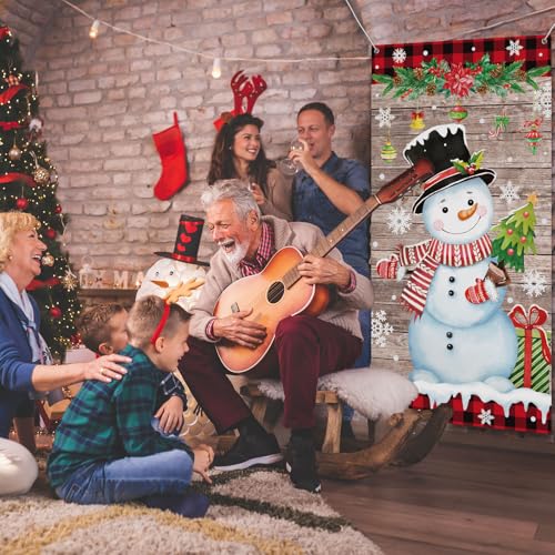 Christmas Snowman Door Cover 6x3 ft - Tiamon 35x71 Inch Party Decor