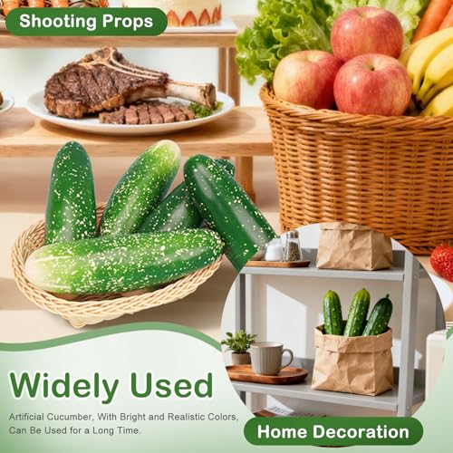 2 Pcs Realistic Artificial Cucumber Set, 6.5-inch Lifelike Fake Vegetable