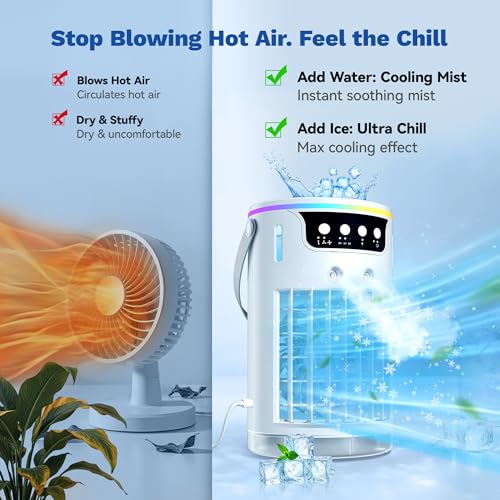 Portable Air Conditioner Fan, 1200ML Personal Evaporative Air Cooler with Ice Tank