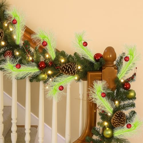 10-Pack 15 Inch Red and Lime Green Christmas Tree Picks & Sprays | Festive Holiday Decor