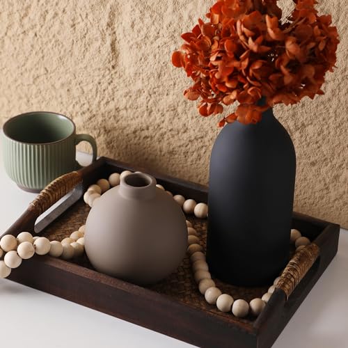 Rustic Ceramic Vase Set of 3 - Farmhouse Pottery Vases for Flowers