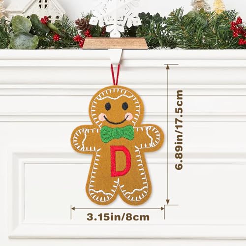 Apear1 Christmas Felt Gingerbread Ornaments with Initials - Rustic Monogram Tree Decor (Y)