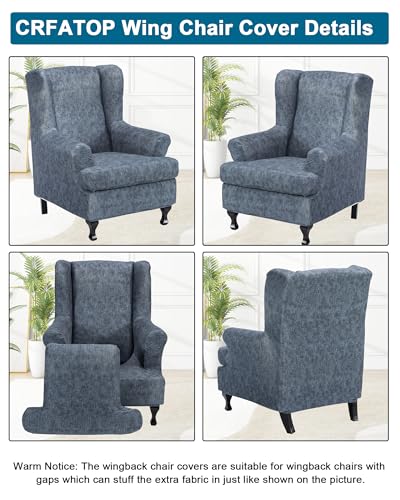 Wingback Chair Slipcovers - 2-Piece Washable Furniture Protector