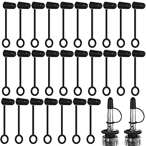 100 Pcs Hooded Liquor Pourer Dust Caps - Black, Reusable Bottle Cover with Loop