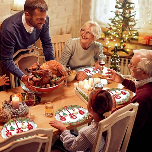 Christmas Party Plates 25 Pack 10x12 Inch Heavy Duty Disposable Oval Dinnerware