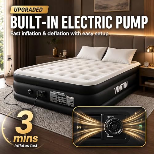 Queen Air Mattress with Built-in Pump - 16" Elevated Inflatable Bed