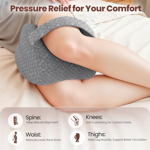 Ergonomic Memory Foam Knee Pillow for Side Sleepers - Gray