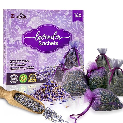 14 Pack Organic Lavender Sachet Bags for Closets, Drawers and Storage