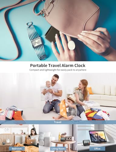 Foldable Digital Travel Alarm Clock with Backlight & Temperature Display