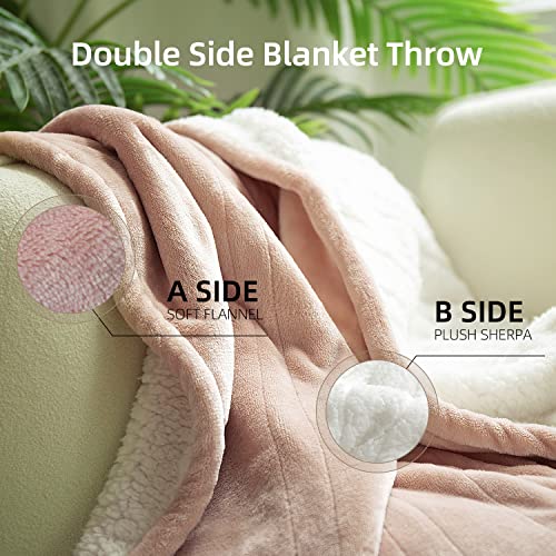 Soft Plush Heated Throw Blanket - 50"x60" Rose Dust, Adjustable Heat