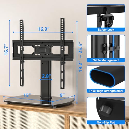 Universal Swivel TV Stand for 27-60 Inch TVs - Height Adjustable Base