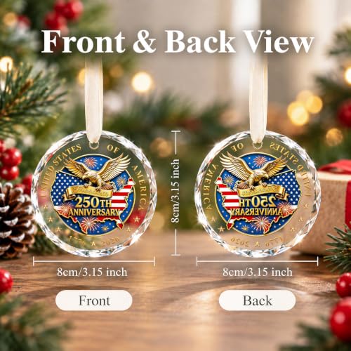 GISUREY USA 250th Anniversary Christmas Ornament 02-250th Bald Eagle Patriotic Keepsake 1776-2026