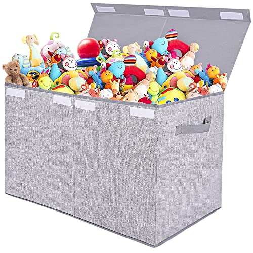 Large Foldable Toy Storage Chest with Lid - 82L Fabric Organizer Bin
