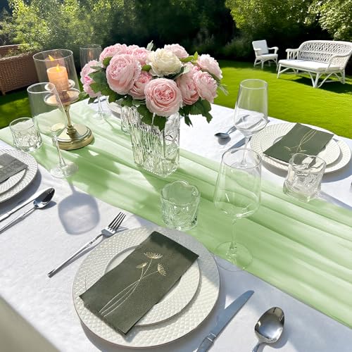 Burgundy Red Chiffon Table Runner 10ft x 28in Elegant Wedding Decor - 1Pcs