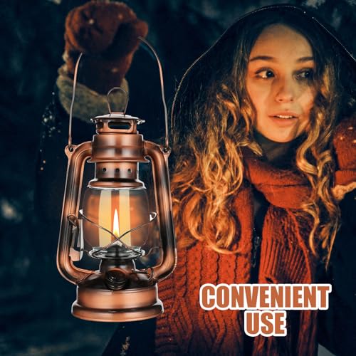 Vintage Hurricane Oil Lantern 2-Pack - 10 Inch Kerosene Lamp (Bronze)
