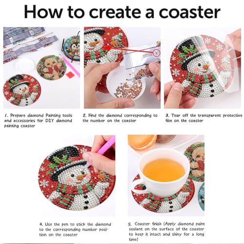 8 PCS Christmas Diamond Coaster Kit with 1 Stand - Bdwy559 - DIY Diamond Painting Coasters