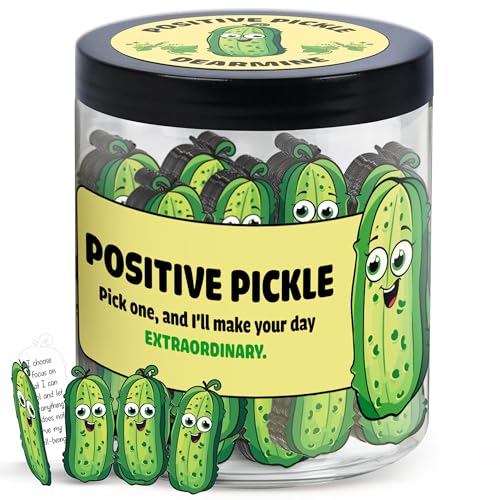 Positive Pickle Jar with 60 Affirmation Cards - Funny Daily Positivity Gift