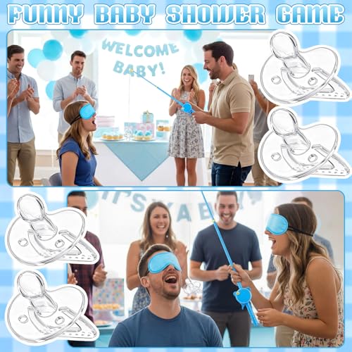 Baby Shower Pacifier Swing Game Set with Fishing Rods and Blindfolds