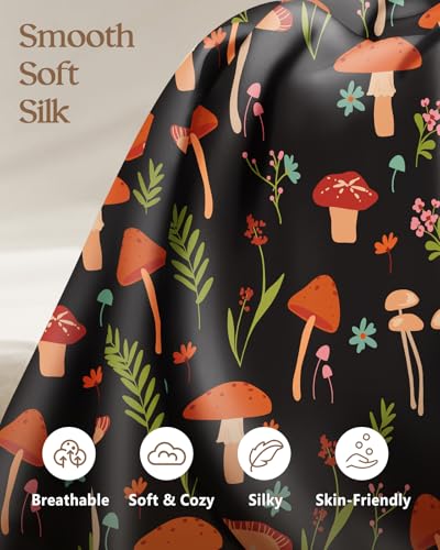 Miss Adola Silk Pillowcases (2-Pack) Standard 20x26 Mushroom Flowers