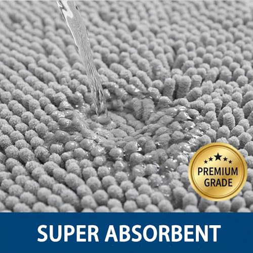 Catabatic 2-Piece Chenille Bathroom Rug Set, Non-Slip Absorbent Bath Mat