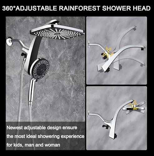 BOZYBO 12" High Pressure Rain Shower Head with Handheld Combo, Chrome