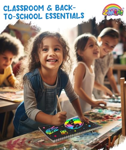 Rainbow Scratch Notebook Set for Kids - 2 Pack Blue Art & Craft Supplies