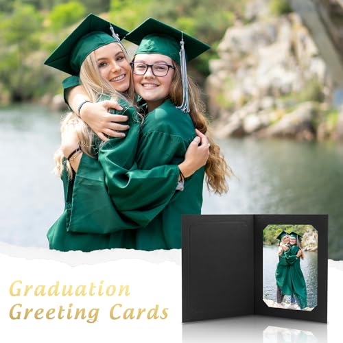 Golden State Art Pack of 100 Black with Gold Lining 4x6/5x7 Photo Frame Cards