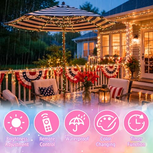 Color Changing Fairy Lights 66FT 200LED RGB 34 Colors Waterproof USB & Battery Operated Green Wire 2 Pack