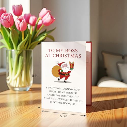 Qiliji Boss Christmas Card Bosses Funny Holiday Card with Inside Message - Boss Christmas Variation