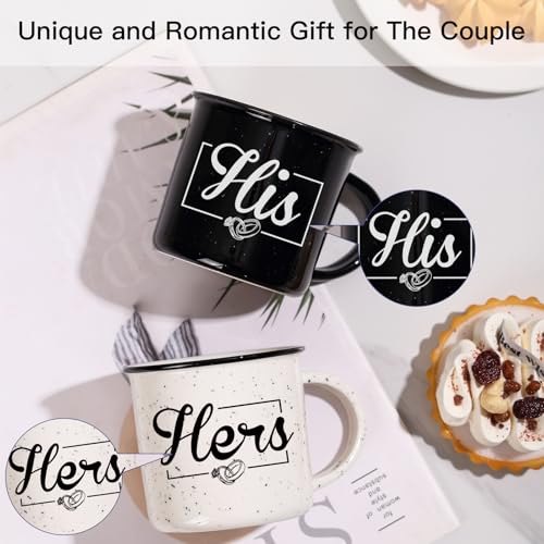His & Hers Wedding Coffee Mug Set of 2 - 11oz Couples Gift for Engagement & Anniversary