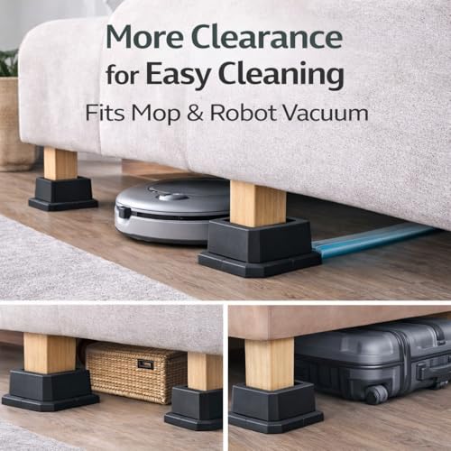 Heavy Duty 2-Inch Furniture & Bed Risers with Anti-Slip Pads - 4 Pack