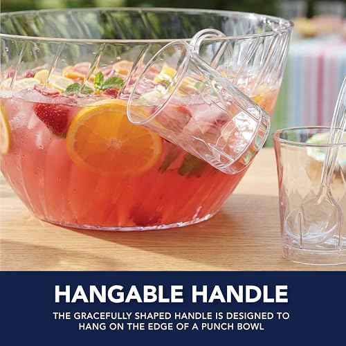 8 oz Clear Hard Plastic Punch Bowl Cups with Handles - 10 Count