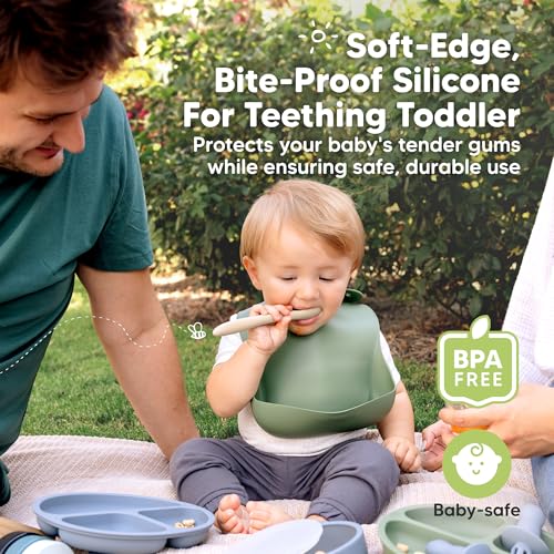 Silicone Baby Spoons for Self Feeding & Weaning 3-Pack Slate