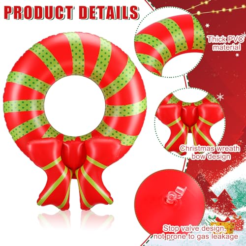 JellyArch Christmas in July Inflatable Pool Rings 31.5" - Set of 2 Holiday Wreath Floats for Summer Pool Parties