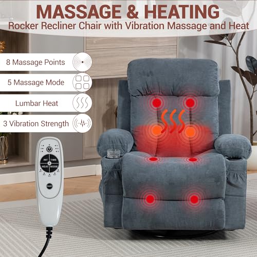 3-Piece Manual Reclining Sofa Set with Massage, Heating and Cup Holders