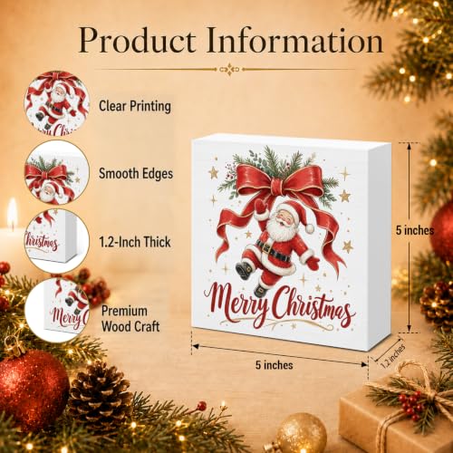 Christmas Wooden Sign Santa Claus Decor Holiday Wall Art