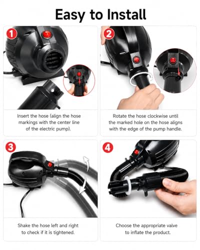 Electric Air Pump for Inflatables - 400W Quick Fill Inflator/Deflator with 4 Nozzles