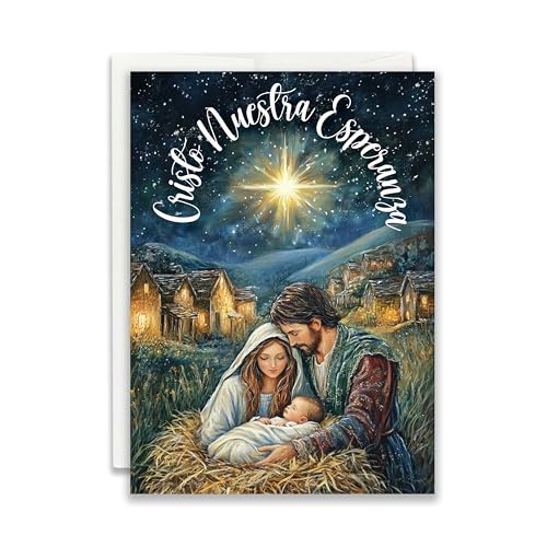 Religious Christmas Card Pack of 24 - Christ Our Hope Spanish Greetings