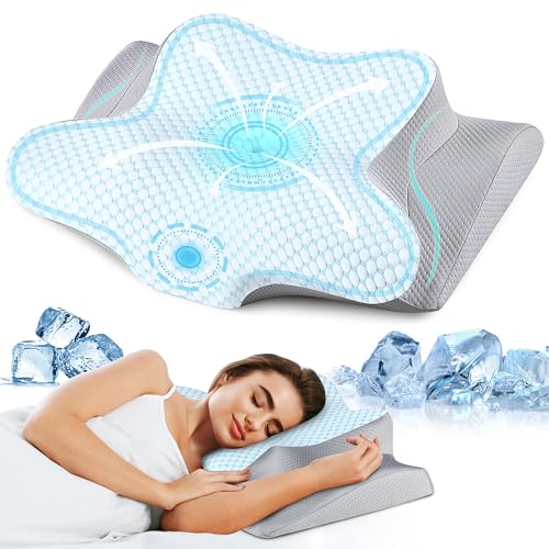 Bespillow Ergonomic Cooling Memory Foam Cervical Pillow for Neck Pain Relief