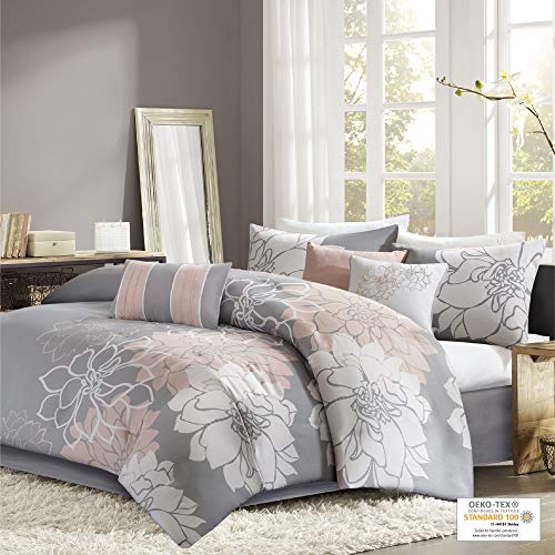 Floral Comforter Set - 7PC King All Season Bedding with Decorative Pillows