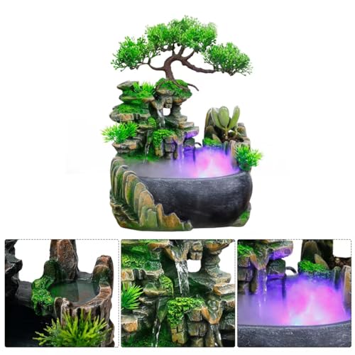 11-Inch Tabletop LED Waterfall Fountain with Mist Effect for Home & Office